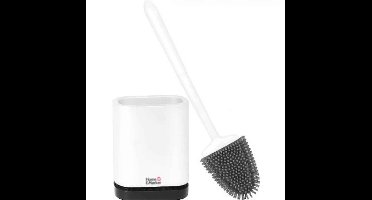 Home & Marker - Siliconen Toiletborstel met Houder - WC Borstel Hygiënisch - Sneldrogend - Vrijstaand of Hangend - Zwart/Wit - TOILETBRUSH