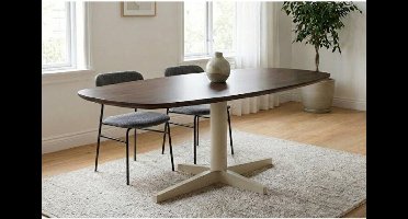 Eettafel Libra Deens ovaal mangohout 190x90 cm - Poot Beige - Walnoot