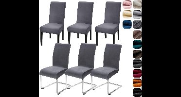 Stoelhoezen- Stoelbeschermers-wasbare stoelen-bescherming voor keuken-restaurant-bruiloft -grijs-6 stuks