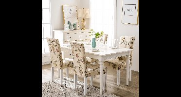 Stoelhoes - Stoelhoezen - Voor Eetkamerstoelen Voor Hotel, Restaurant, Bruiloft, Eetkamer - Set Van 6 - Bruine Bloemen - 17,8D x 109,2B x 127H centimeter