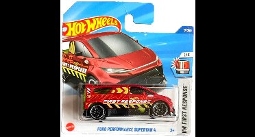 HOT WHEELS FORD PERFORMANCE SUPERVAN 4 BUS 17/250 RESQUE RED 1:64 17/250 HW FIRST RESPONSE 1/5 SHORT CARD