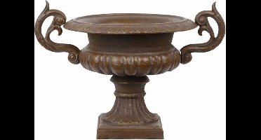 Gietijzeren oorvaas - Franse vaas - bruin - tuindecoratie - 26,1cm hoog