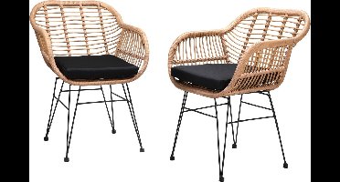 Casaria Tuinstoel Bali - Set van 2 met Kussens - Polyrotan