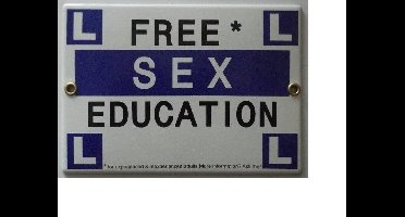 MadDeco - wandbordje - deurbordje - emaille - Free - Sex - Education