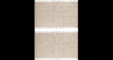 Secret de Gourmet Jute tafel placemat - Set van 12x stuks - beige - 45 x 30 cm - Onderleggers - met rafels