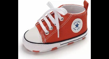 Stoere Baby Schoenen - Babysneakers  van Baby-Slofje - Rood maat 17 ( 11cm )