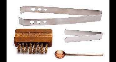 Wierook accessoires set met borstel, lepel en 2 tangen