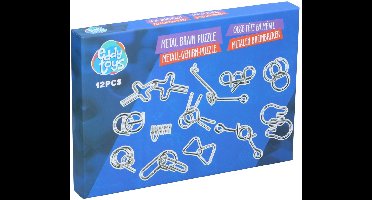 Eddy Toys Breinbreker Puzzel 12-in-1 - Metalen Puzzel Set met 12 Verschillende Puzzels - Verbetert Logisch Denken en Concentratievermogen - Geschikt voor zowel Jong als Oud - Kleur Zilver