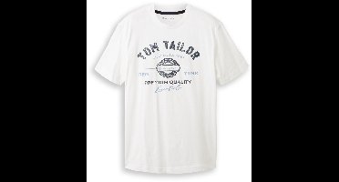 Tom Tailor - T-shirt met logo-print - Maat L - White