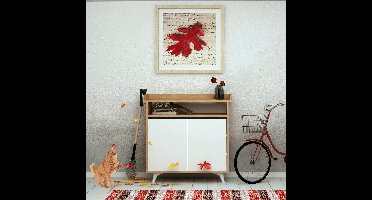 Skye Decor, Schoenenkast, Springa, Gemelamineerde spaanplaat, Eiken & Wit, 100 x 35 x 102 cm