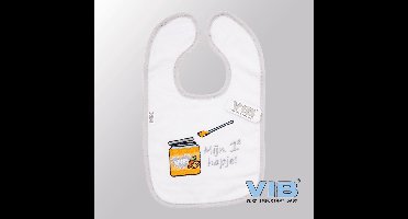 VIB® - Slabbetje Luxe velours - Mijn 1e Hapje (Wit-Grijs) - Babykleertjes - Slabbetjes - zwangerschap aankondiging - baby aankondiging