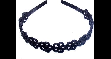Diadeem met bloemenpatroon zwart