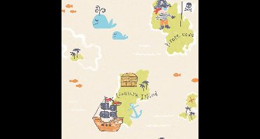 Dutch Wallcoverings papierbehang piraten - beige/oranje