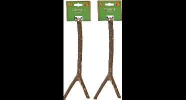 Houten zitstok met schroefdraad 30 cm per 2 stuks