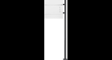 ECD Germany Staande brievenbus met krantenvak, design brievenbus met post, brievenbussysteem, brievenbusstandaard antraciet 120cm roestvrij staal, wit 37x10,5x36,5cm gepoedercoat stalen brievenbus