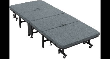 ECD Germany logeerbed 80x190 cm opvouwbaar eenpersoonsbed met matras en kussen inklapbaar bed met 8 wielen stalen frame stabiel tot 200 kg draagbaar metalen bed voor zowel kinderen als volwassenen