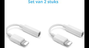 Lightning naar 3.5mm Jack Aux Adapter - Set van 2 stuks - Geschikt voor iPhone - Audio Converter - Wit