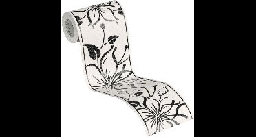 GRAFISCHE BLOEMEN BEHANGRAND | Zelfklevend - wit zwart zilver - A.S. Création Only Borders 11