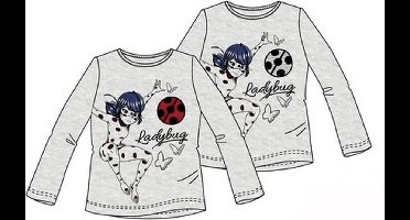 Miraculous Ladybug Shirt met Lange Mouw - Veegpailletten - grijs - maat 122/128 (8 jaar)