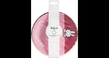 Kartonnen Bordjes Nijntje roze 17.8 cm 8 st - Wegwerp borden - Feest/verjaardag/BBQ borden