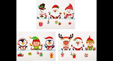 Set van 3 raamstickers kerstmis - Kerst - Raamdecoratie - Feestdecoratie - Sticker raam - Kerstman - Sneeuwpop