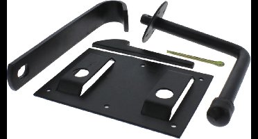 Starx Boerenklinkstel - Zwart Gelakt - Poortslot voor Deur en Raam - Set met Kruk met Plaat, Klink met Achterplaat en Sluitneus - Metaal - Afmeting 160x85x40mm - 2 Jaar Garantie