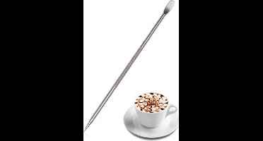 Scoby - Barista Cappuccino Latte Art Pen - Koffie Schrijfpen - Latte Art Tool - Barista Accessoire - Koffie Decoratie Pen - Zilver - 2 Stuks