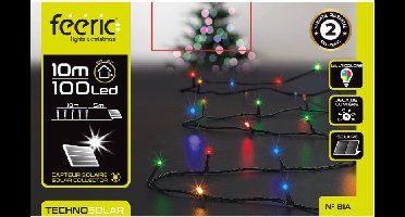 Feeric lights Kerstverlichting - gekleurd - 10 m - 100 leds - zwart snoer - op zonne-energie