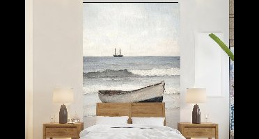 Behang - Fotobehang Roeiboot - Zee - Horizon - Breedte 145 cm x hoogte 220 cm