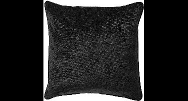 Dutch Decor LEWY - kussenhoes 45x45 cm - glansvelours - Raven - zwart - met rits - zonder binnenkussen