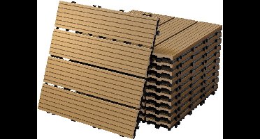 ECD Germany WPC patio tegels 30x30 cm 22er Spar Set für 2m² teak in hout look voor tuinbalkonvloeren met afvoer en kliksysteem vlonders balkon tegels klikken houten tegels