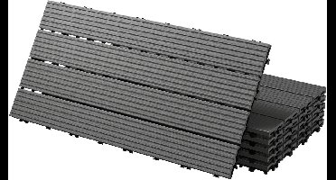 ECD Germany WPC Terrastegels Antraciet 60x30 cm 30 stuks = 5m² Geribbeld Houtlook Vloertegels Met Kliksysteem En Drainage Vlondertegels Balkontegels Kliktegels Voor Tuin Terras Balkon