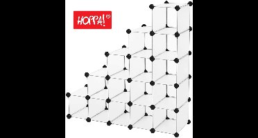Hoppa! Schoenenkast met 16 vakken | Wit | kunststof/metaal | 114 x 37 x 114 cm (B x D x H)