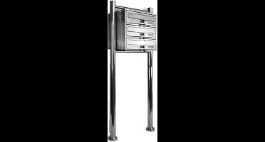 Brievenbus - 3 Woonadressen - RVS - 1x3