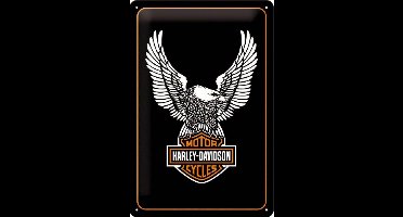 Harley-Davidson Eagle Logo. Retro reclame wandbord, Amerika USA, metaal.