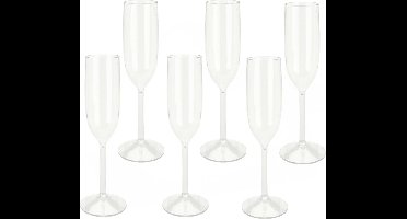 Excellent Houseware Prosecco/Champagneglazen - 10x - transparant - kunststof - 165 ml
