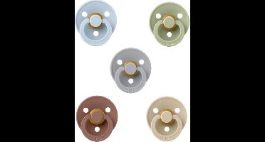 Bibs fopspenen 0-6 maand set 5 stuks Sky Blue,Sage,Cloud,Woodchuck en Vanilla maat 1