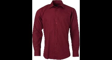 James and Nicholson Heren Longsleeve Poplin Shirt (Wijn)