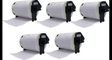 Label Tape Geschikt voor Brother DK-11240 | 102 x 51 mm | Zwart op Wit - 600 labels per rol - 5 stuks - Geschikt voor: QL-1050 QL-1050N QL-1060N QL-1100 QL-1110NWB QL-1110NWBc