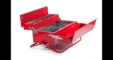 Suck UK BBQ-gereedschapskist, draagbare houtskoolbarbecue, gemakkelijk mee te nemen en op te bergen Rood