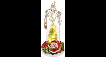LED kerst kaars met kerstboom en sneeuwman