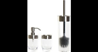 Items - Toiletborstel transparant/zilver kunststof 35 cm met zeeppompje 300 ml en beker