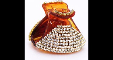 Haarklem klein bol bruin met strass