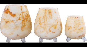 PTMD Windlicht Jamillia - 17x17x19 cm - Glas - Geel