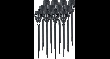 12x grundig solar tuinlamp fakkel - vlam effect - zwart - 48 cm - op steker - tuinverlichting - zonne-energie