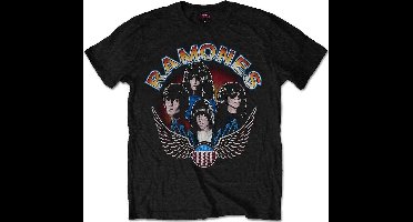 Ramones - Vintage Wings Photo Heren T-shirt - S - Zwart