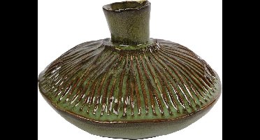 Vaas rond Fungus low S groen aardewerk 15x15x9cm
