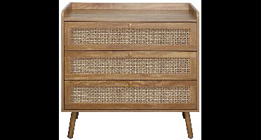 CALICOSY - Ladekast met 3 lades en fronten van natuurlijk rotan L80 cm - PALMO