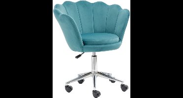 Velvet Bureaustoel – Bureaustoel Met Wieltjes – Fauteuil – Werkstoel – Office Chair – Petrol Groen – Ergonomische Shell Rugleuning – Verstelbare Hoogte 69x71x84 cm
