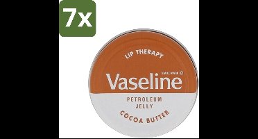 7 x Vaseline - Lip Therapy - Lippenbalsem - Cocoa Butter - 20 g - Lippenbalsem - Droge Lippen - Lippen Verzorging - Cacaoboter - Uitdroging Voorkomen